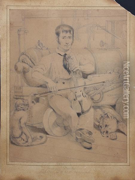 Jemmy Ducks - Fiddler To H.m.s. Hammond Oil Painting - Charles Landseer