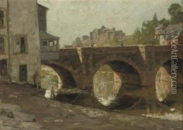 View Of The Bridge, Bouillon Oil Painting - Nicolaas Van Der Waay