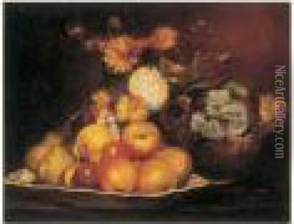 Corbeille De Fruits. Oil Painting - Joseph Bail