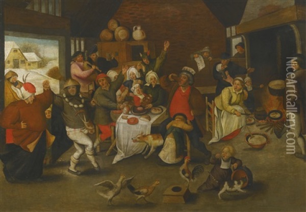 Twelfth Night Oil Painting - Pieter Brueghel the Younger
