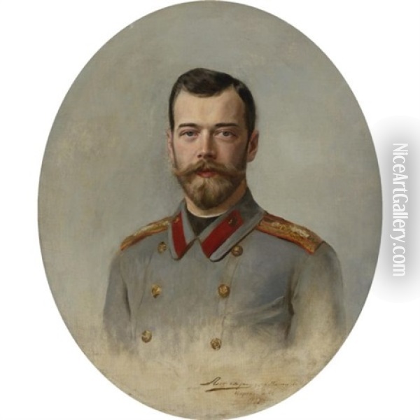 Portrait Of Tsar Nicholas Ii Oil Painting - Ernst Friederich von Liphart