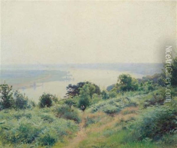 Flusslandschaft Oil Painting - Victor Jean Baptiste Barthelemy Binet