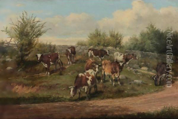 A Country Road--Coming Home Oil Painting - Arthur Fitzwilliam Tait