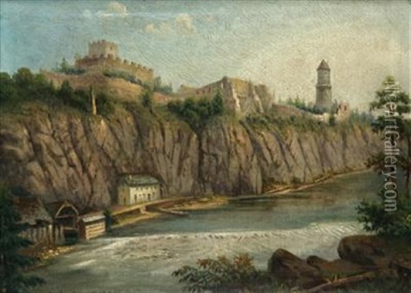 Blick Auf Die Burg Zvikov Oil Painting - Vilem Stroeminger