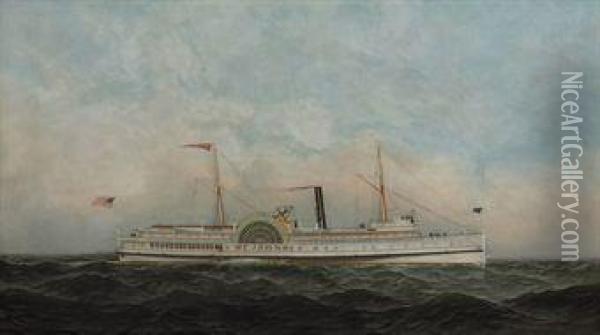 Steamship St. Johns Oil Painting - Antonio Nicolo Gasparo Jacobsen