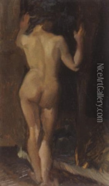 Stehender Weiblicher Ruckenakt Oil Painting - Franz Jakob Elmiger
