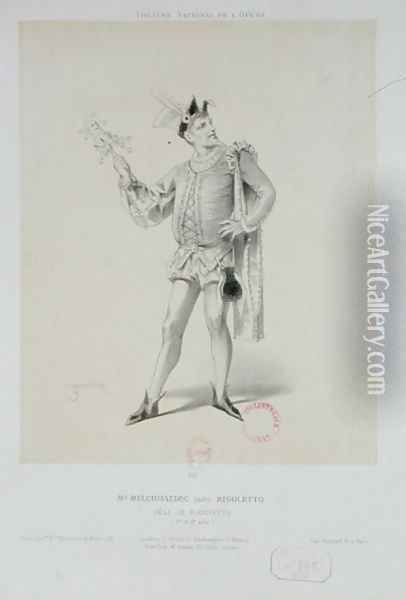 Portrait of Mr. Melchissedec as Rigoletto in 'Rigoletto' by Verdi Oil Painting - Antonin Marie Chatiniere
