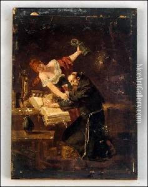Franz Hanfstaengl (late Nineteenth/early Twentieth-century)seducing The Monk Oil Painting - Franz Hanfstaengl