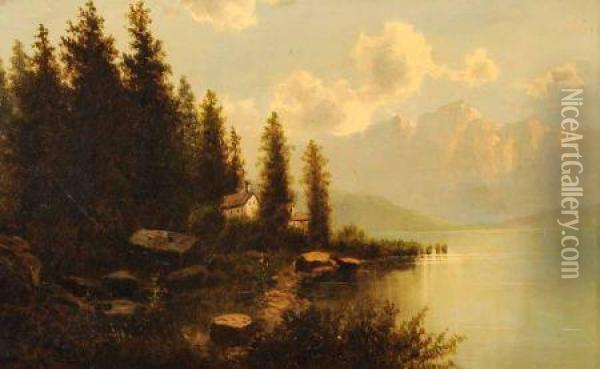 Alpine Landscape Oil Painting - Albert Lang