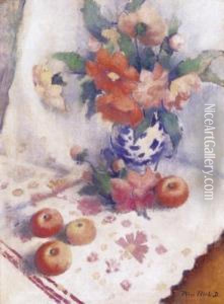 Still Life Of Apples Oil Painting - Dezso Pecsi-Pilch