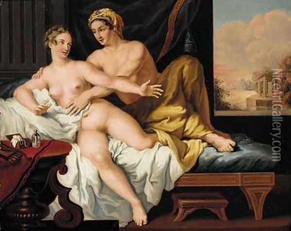 An amorous couple in an interior Oil Painting - Louis Leopold Boilly