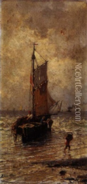 Pescatori Oil Painting - Achille Dovera