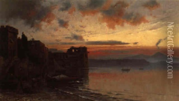 Abendstimmung Uber Der Bucht Von Neapel Oil Painting - Franz Reder-Broili