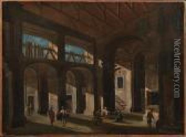An Architectural With Figures Oil Painting - Viviano Codazzi