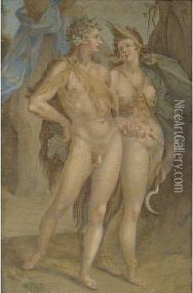 Ceres And Bacchus Oil Painting - Bartholomaeus Spranger