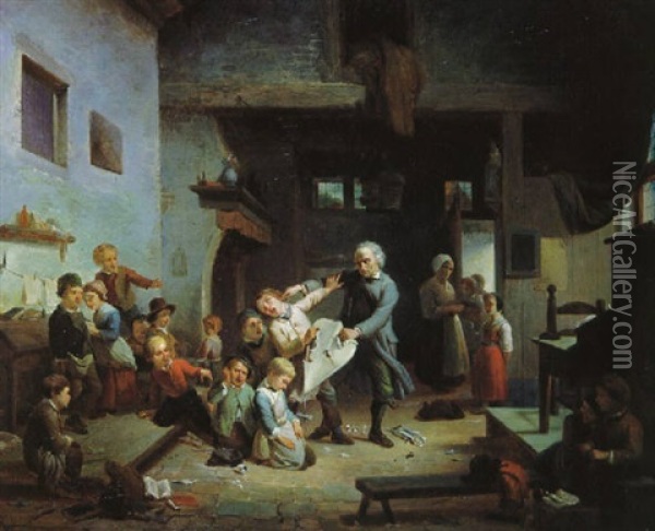 Der Ungezogene Schuler Oil Painting - Ferdinand de Braekeleer the Elder