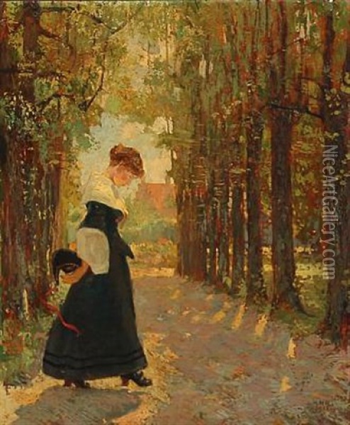 Marie Grubbe I Lindealleen Oil Painting - Hans Nikolaj Hansen