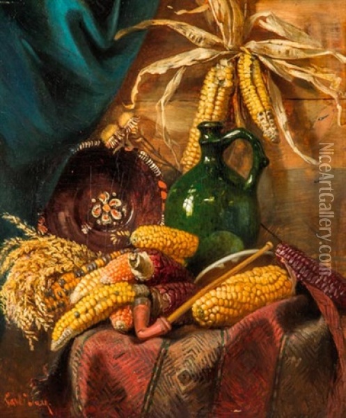 Kukoricas Csendelet Oil Painting - Carl Duxa
