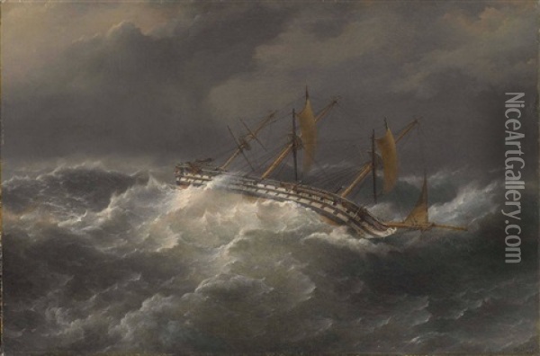 Fregatte In Schwerer See Oil Painting - Richard Brydges Beechey