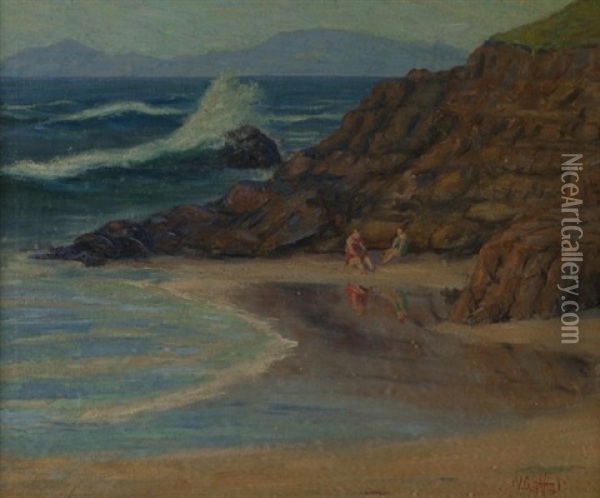 Coastal With Figures Oil Painting - Virgil Otto Hafen