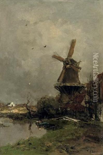 Mill (molen) Oil Painting - Jacob Henricus Maris