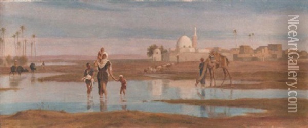 The Oasis Oil Painting - Frederick Goodall