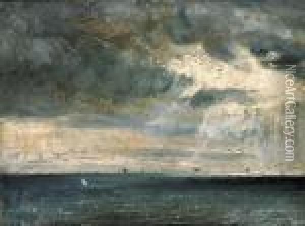 A Storm Off The Coast Oil Painting - John Constable