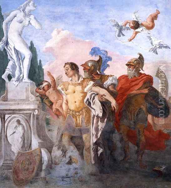 Rinaldo Leaving the Garden of Armida Oil Painting - Giovanni Domenico Tiepolo