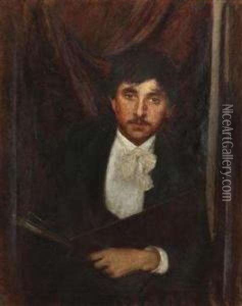 Portrat Des Malers Vaclav Slaboch Oil Painting - Jan Preisler