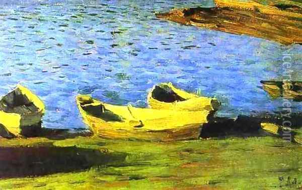 By the Riverside 1890 1899 Oil Painting - Isaak Ilyich Levitan