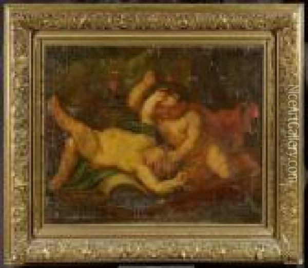Two Fighting Putti Oil Painting - Peter Paul Rubens