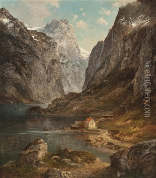 Fjordlandschaft Oil Painting - Alfred K.J.O. von Schoenberger