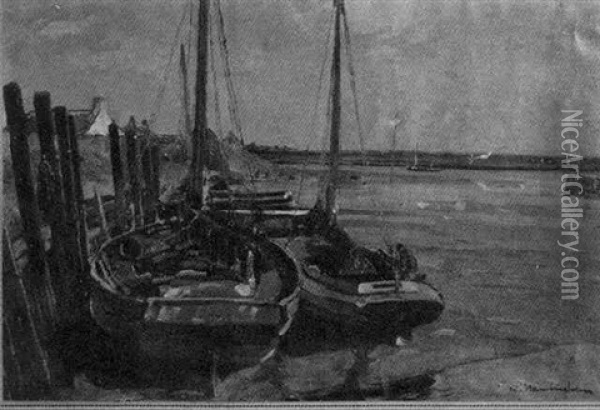 Harbour Scene Oil Painting - Wilhelm Hambuechen