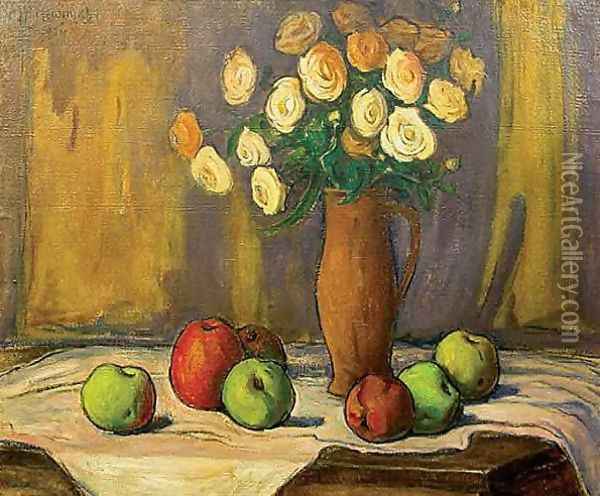 Still Life with Apples Oil Painting - Wladyslaw Slewinski