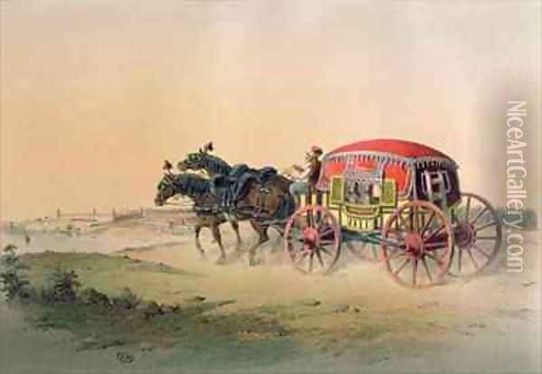 Turkish carriage on the banks of the Bosphorus Oil Painting - Jean Brindesi