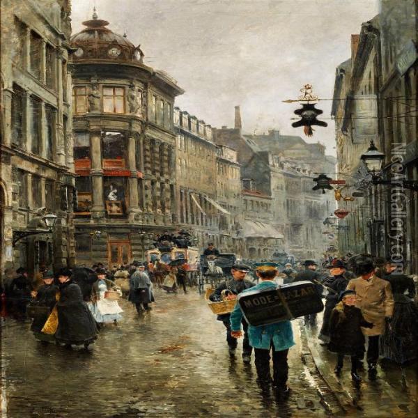 Stroget Oil Painting - Paul-Gustave Fischer