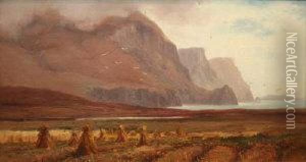 Mountains Cliffs From Keel Strand Oil Painting - Alexander Williams