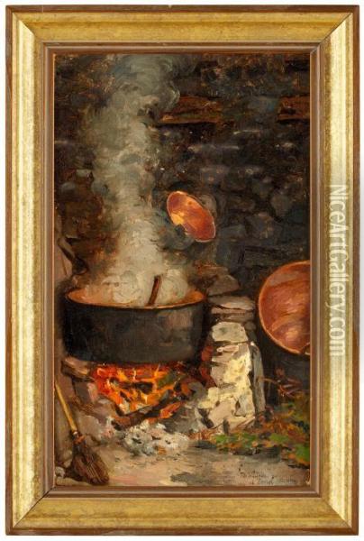 Kokstuga I Eggedal Oil Painting - Ernst Josephson