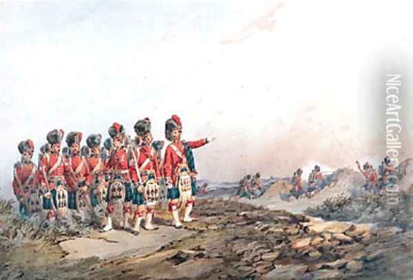 The 42nd Royal Highlanders Black Watch on manoeuvres Oil Painting - Orlando Norie
