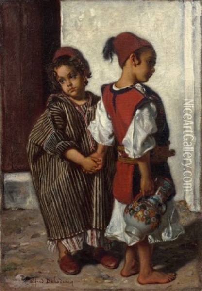 Enfants A La Berrada Oil Painting - Edme Alexis Alfred Dehodencq