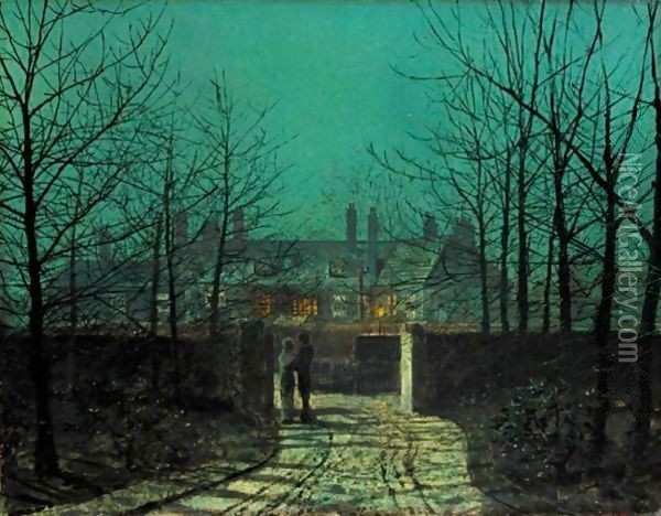 Lovers At The Gate Oil Painting - John Atkinson Grimshaw