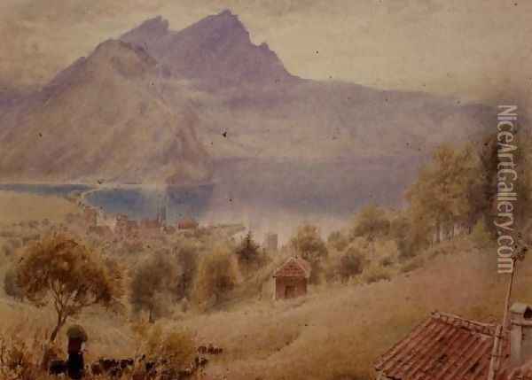 Pilatus from Stanstadt Switzerland Oil Painting - Albert Goodwin