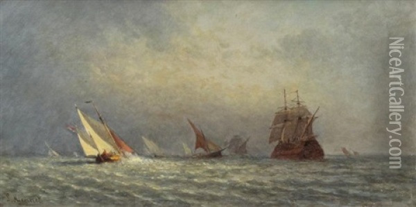 Marine Scene Oil Painting - Louis Mennet