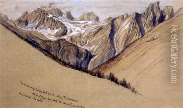 View Of Mount Lefroy, British Columbia (+ View Of Hermit Range, 1905; 2 Works) Oil Painting - Samuel Colman