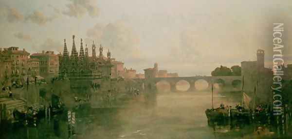 View of Pisa, c. 1859 Oil Painting - David Roberts