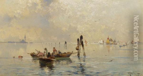 Seascape In Venice Oil Painting - Franz Richard Unterberger