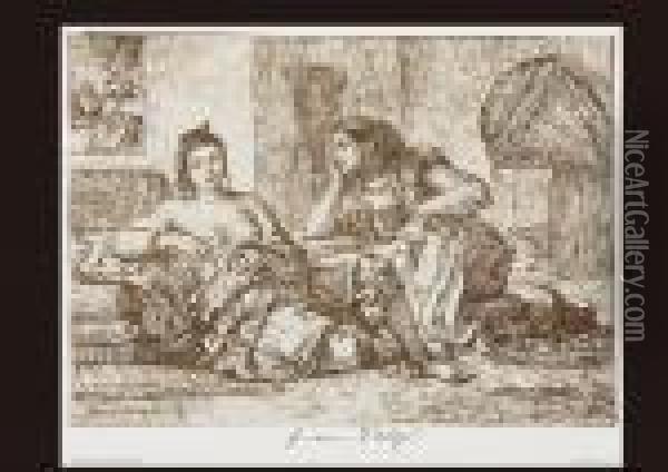 Women In Algers Oil Painting - Eugene Delacroix