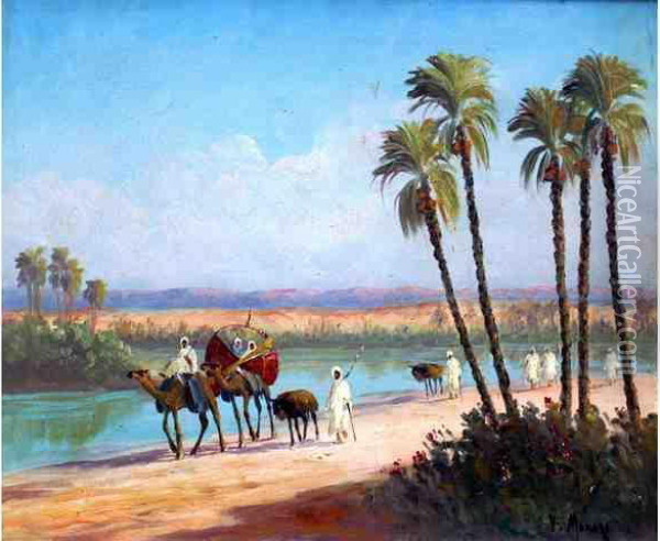 La Caravane Pres De L'oasis Oil Painting - Vincent Manago