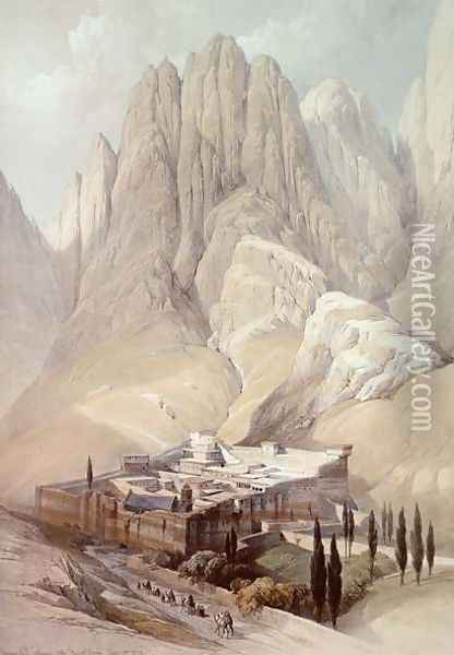 Convent of St.Catherine with Mount Horeb, February 19th 1839, plate 118 from Volume III of The Holy Land, engraved by Louis Haghe 1806-85 pub.1849 Oil Painting - David Roberts