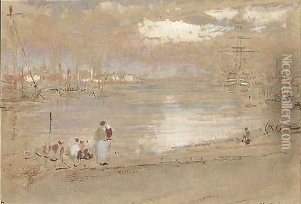 Portsmouth Oil Painting - Albert Goodwin